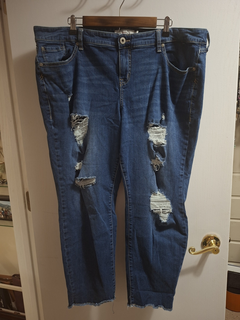 torrid Distressed Dark Blue Boyfriend Jeans